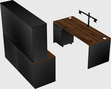 Parallel desk with credenza
