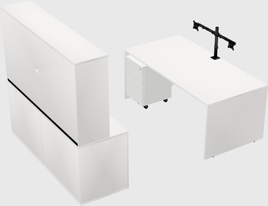 Parallel desk with credenza