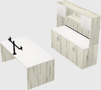 Parallel desk with credenza