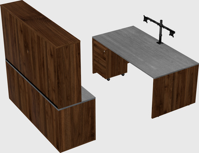 Parallel desk with credenza