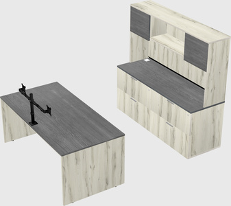 Parallel desk with credenza