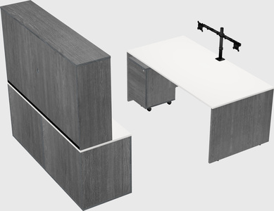Parallel desk with credenza
