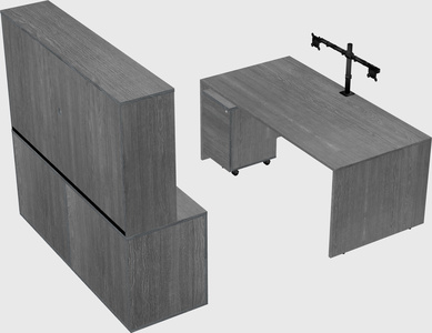 Parallel desk with credenza
