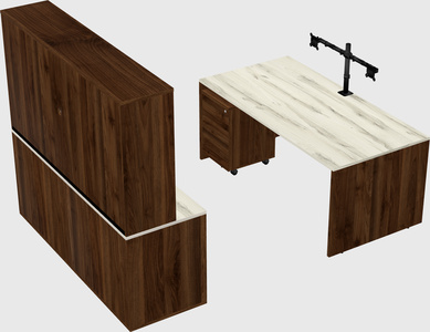 Parallel desk with credenza
