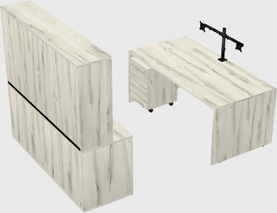 Parallel desk with credenza