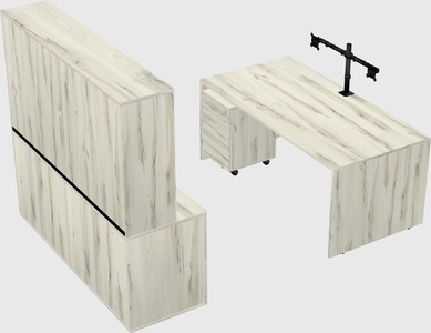 Parallel desk with credenza