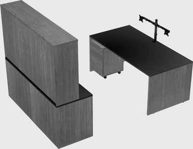 Parallel desk with credenza