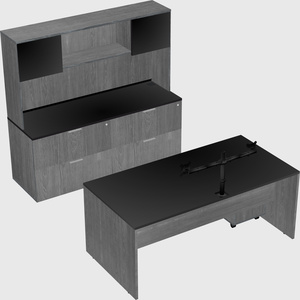 Parallel desk with credenza