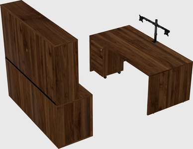 Parallel desk with credenza