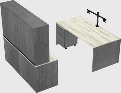 Parallel desk with credenza