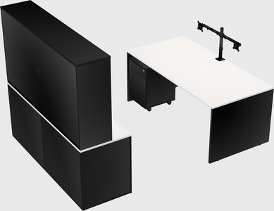 Parallel desk with credenza