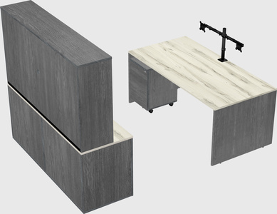 Parallel desk with credenza