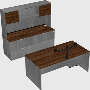 Parallel desk with credenza