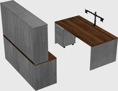Parallel desk with credenza