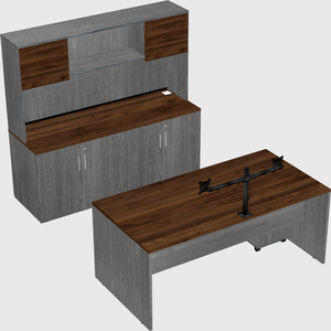 Parallel desk with credenza
