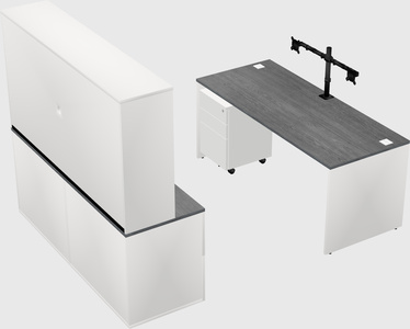 Parallel desk with credenza