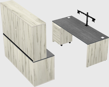 Parallel desk with credenza