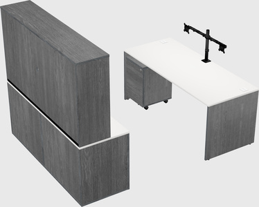 Parallel desk with credenza