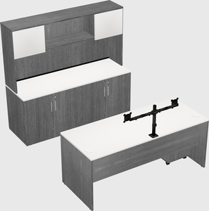 Parallel desk with credenza