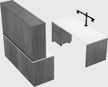 Parallel desk with credenza
