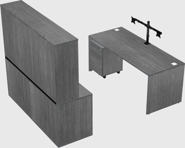Parallel desk with credenza