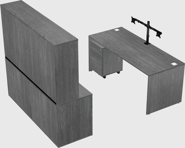 Parallel desk with credenza