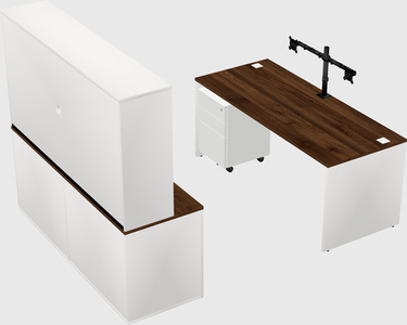 Parallel desk with credenza
