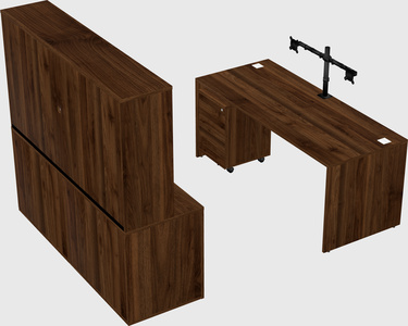 Parallel desk with credenza