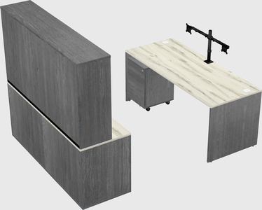 Parallel desk with credenza