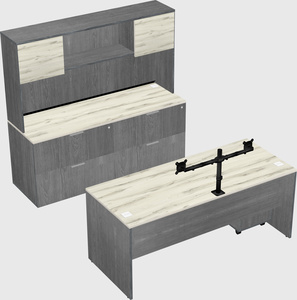 Parallel desk with credenza