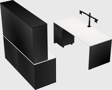 Parallel desk with credenza