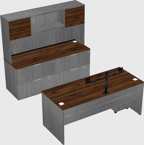 Parallel desk with credenza