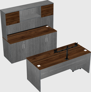 Parallel desk with credenza