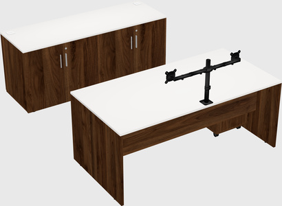 Parallel desk with credenza