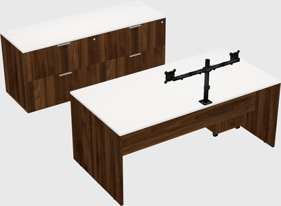 Parallel desk with credenza