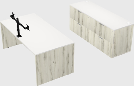 Parallel desk with credenza