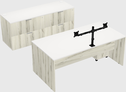 Parallel desk with credenza
