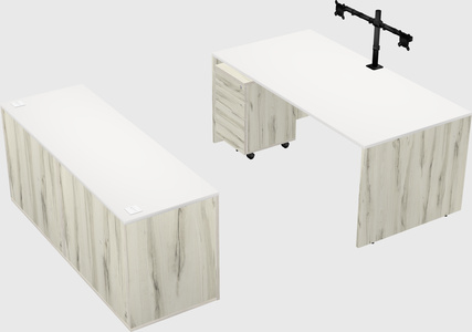 Parallel desk with credenza