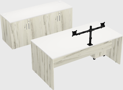 Parallel desk with credenza