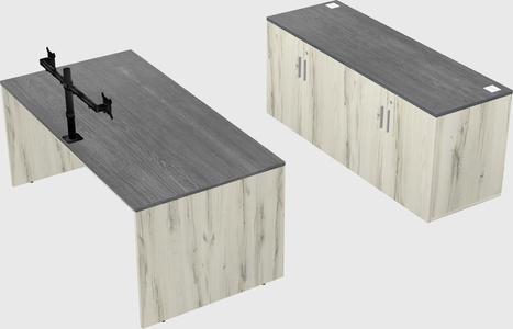 Parallel desk with credenza