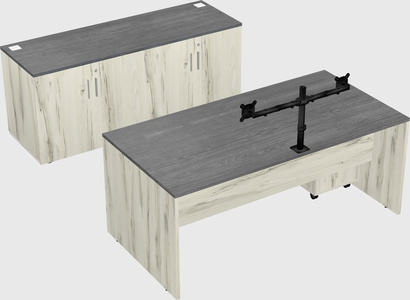 Parallel desk with credenza
