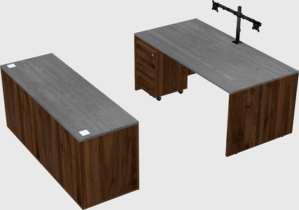 Parallel desk with credenza