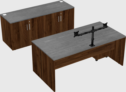 Parallel desk with credenza