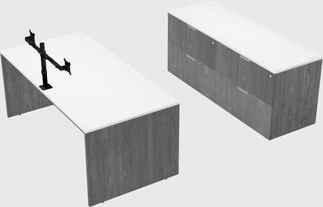 Parallel desk with credenza