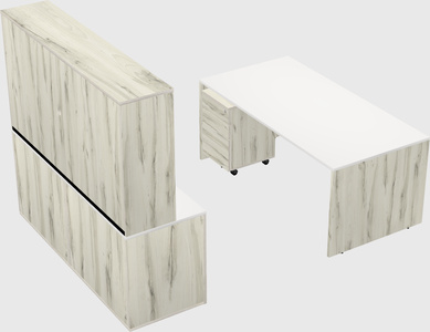 Parallel desk with credenza