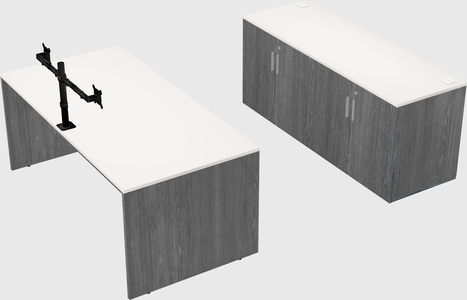 Parallel desk with credenza