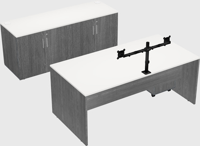 Parallel desk with credenza