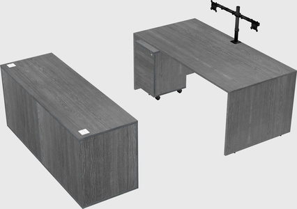 Parallel desk with credenza