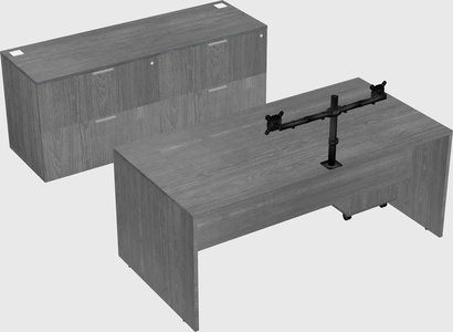 Parallel desk with credenza
