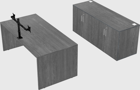 Parallel desk with credenza